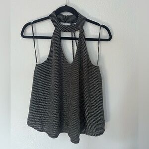 New Look Black Silver Keyhole Tank Top Size 4